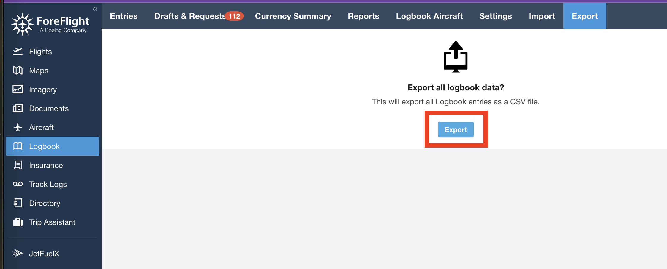 Export Button Screenshot